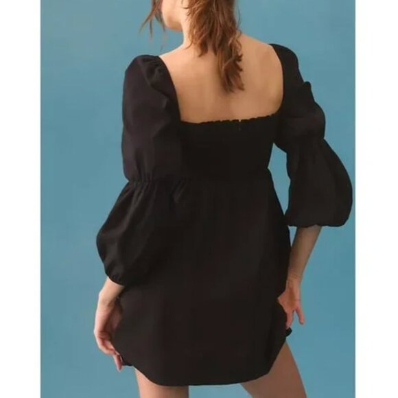 Reformation Michaela Cotton Mini Dress Sz4 Black - Picture 5 of 8